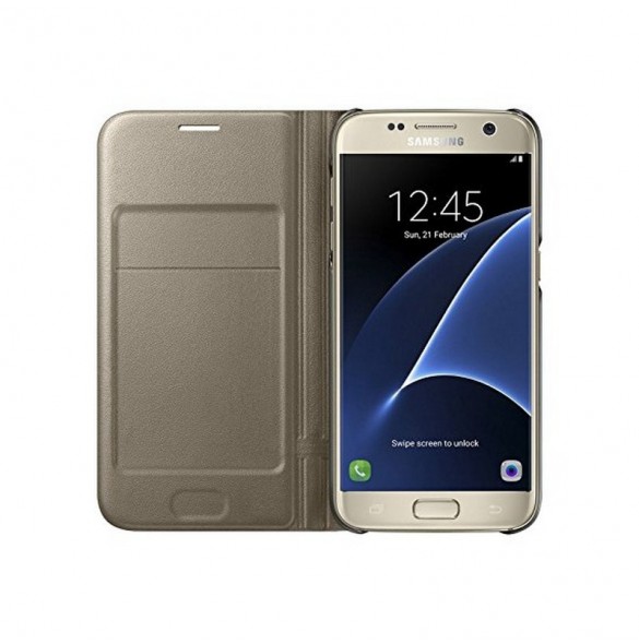 Samsung EF-NG930PFE LED View Cover Vikbart Fodral Till Samsung Galaxy S7 - Guld