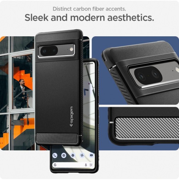 Spigen RUGGED ARMOR GOOGLE PIXEL 7 MATSVART