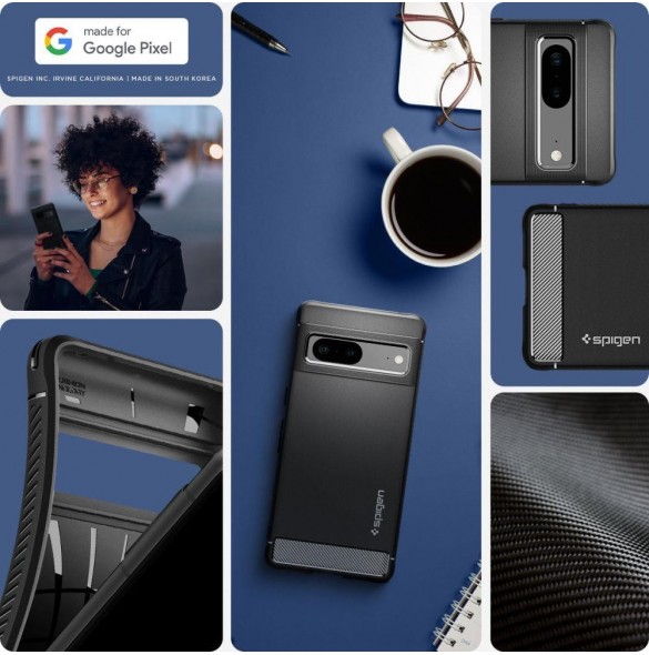 Spigen RUGGED ARMOR GOOGLE PIXEL 7 MATSVART