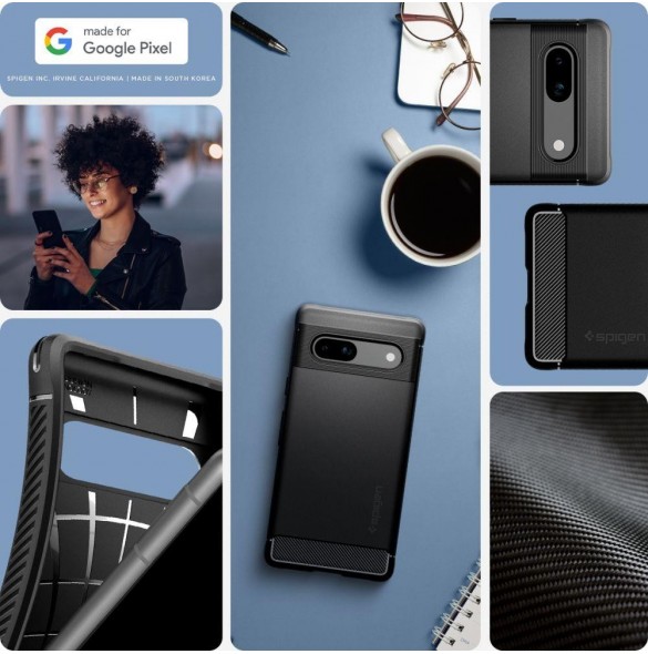 Spigen RUGGED ARMOR GOOGLE PIXEL 7A MATSVART