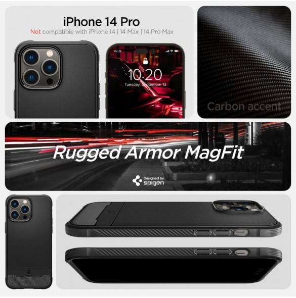 Spigen RUGGED ARMOR MAG MAGSAFE IPHONE 14 PRO MATTE SVART