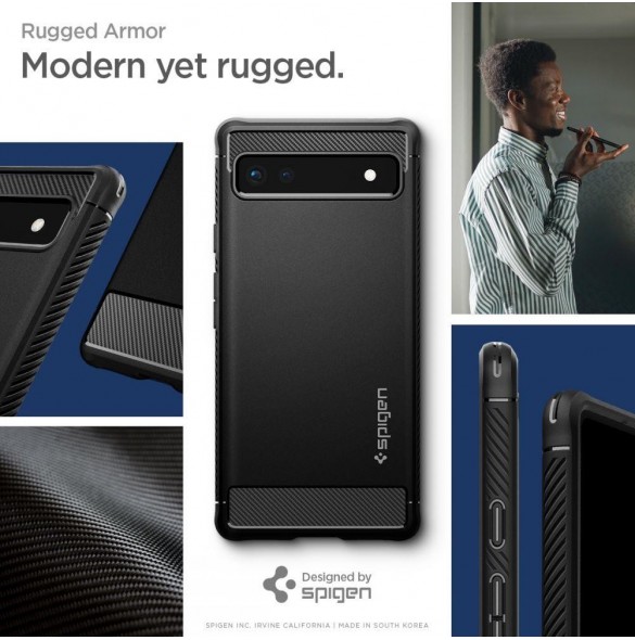 Spigen Rugged Armor telefonfodral för Google Pixel 6A svart