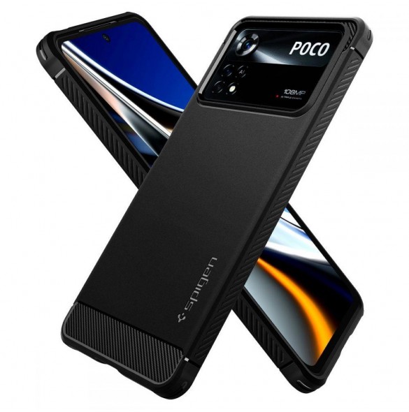 Spigen RUGGED ARMOR XIAOMI POCO X4 PRO 5G MATSVART