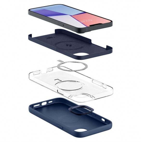 Spigen SILICONE FIT MAG MAGSAFE IPHONE 14 PLUS MARINBLÅ