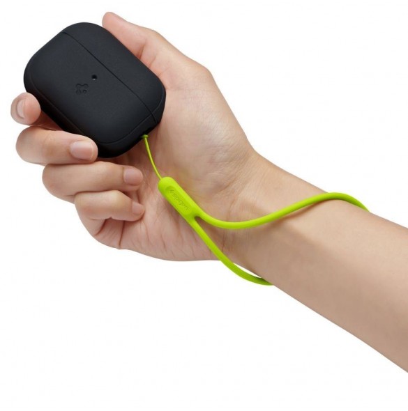 Spigen SILICONE FIT STRAP Apple AIRPODS PRO 1/2 SVART/FANTOMGRÖN