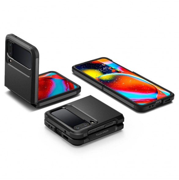 Spigen TOUGH ARMOR GALAXY MED FLIP 4 SVART