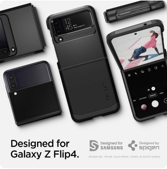 Spigen TOUGH ARMOR GALAXY MED FLIP 4 SVART