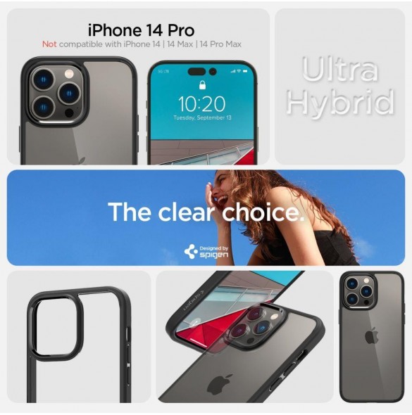 Spigen ULTRA HYBRID IPHONE 14 PRO MATSVART