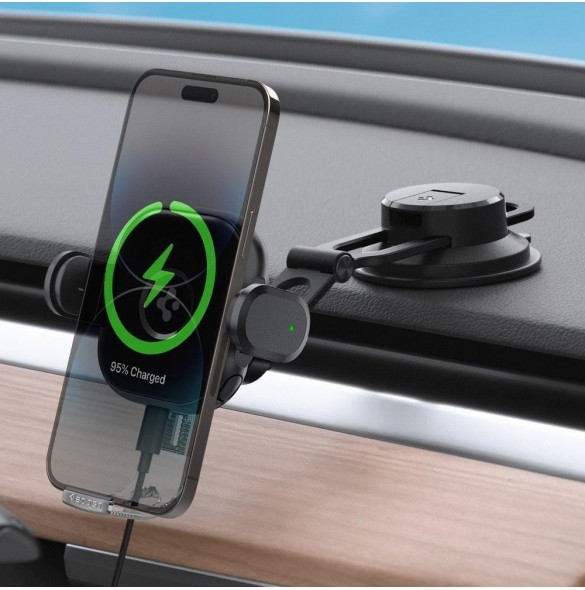 Spigen UTS35W ONETAP UNIVERSAL WINDSHIELD & DASHBOARD CAR MOUNT WIRELESS CHARGER BLACK