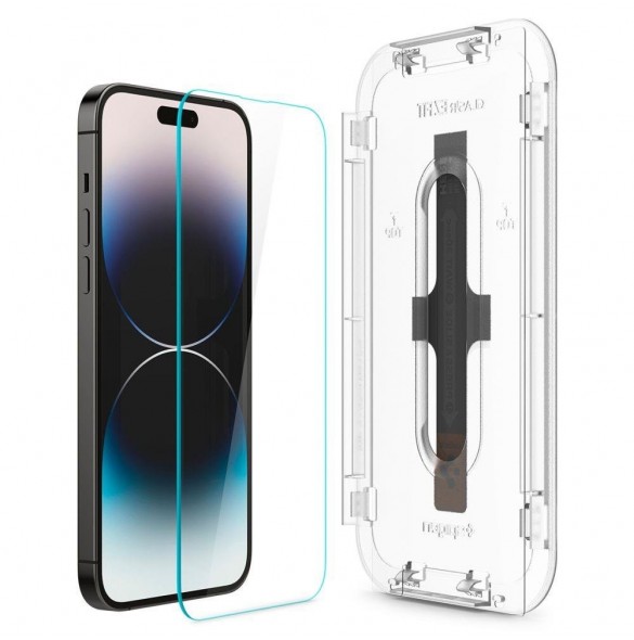Härdat glas för iPhone 14 Pro med Spigen Glas.tR EZ FIT applikator (2 st.)