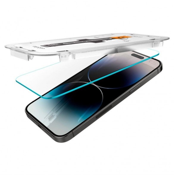 Härdat glas för iPhone 14 Pro med Spigen Glas.tR EZ FIT applikator (2 st.)