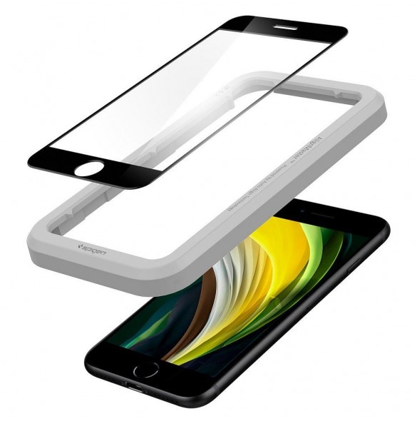 HÄRDAT GLAS Spigen ALM GLASS FC IPHONE 7 / 8 / SE 2020 / 2022 SVART