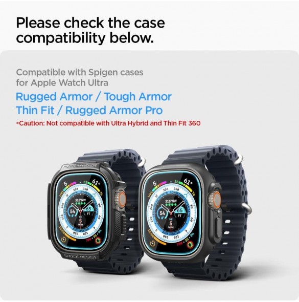 HÄRDAT GLAS Spigen GLAS.TR" EZ FIT" 2-PACK Apple Watch ULTRA (49 MM) CLEAR