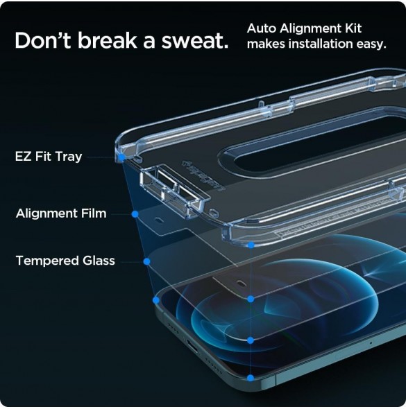 HÄRDAT GLAS Spigen GLAS.TR" EZ FIT" 2-PACK IPHONE 12 PRO MAX