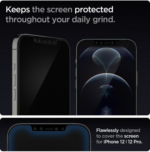 HÄRDAT GLAS Spigen GLAS.TR" EZ FIT" 2-PACK IPHONE 12/12 PRO