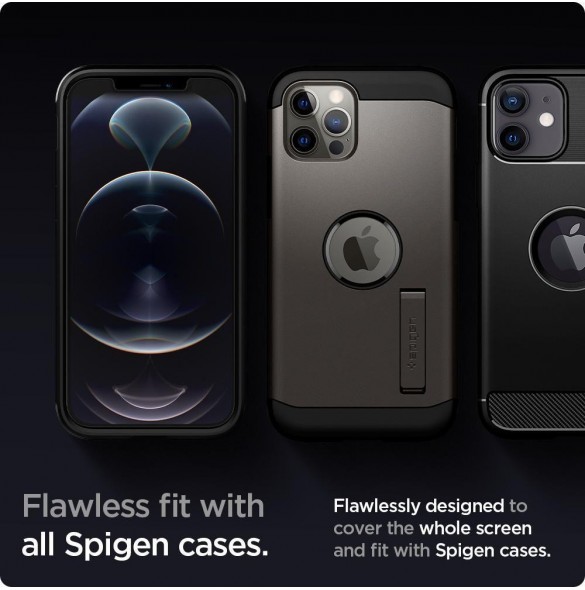 HÄRDAT GLAS Spigen GLAS.TR" EZ FIT" 2-PACK IPHONE 12/12 PRO
