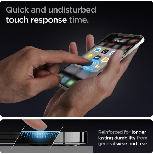 HÄRDAT GLAS Spigen GLAS.TR" EZ FIT" 2-PACK IPHONE 12/12 PRO