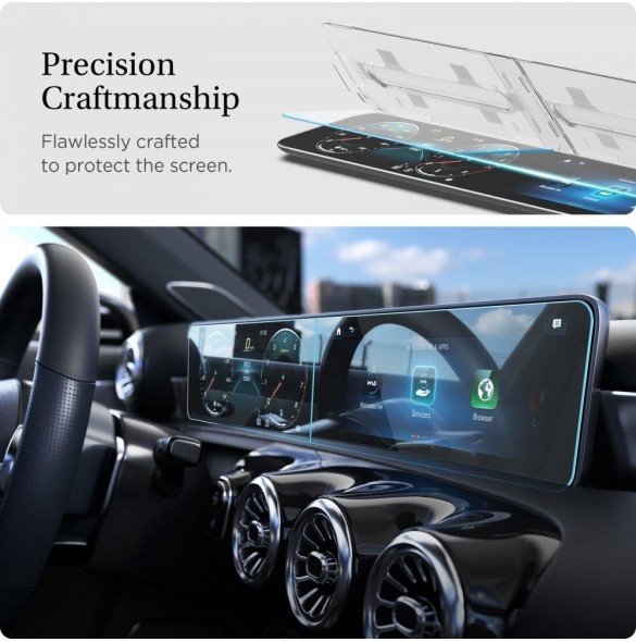 HÄRDAT GLAS Spigen GLAS.TR" EZ FIT" SET Mercedes A-KLASS 2020 / 2021