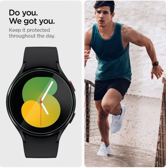HÄRDAT GLAS Spigen GLAS.TR" EZ-FIT" 2-PACK GALAXY Watch 4/5 (44 MM)