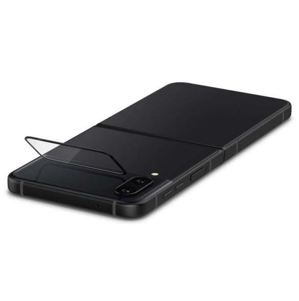 HÄRDAT GLAS Spigen GLASS FC" EZ FIT" + GJÄRNFILM 2-PACK GALAXY MED FLIP 4 SVART