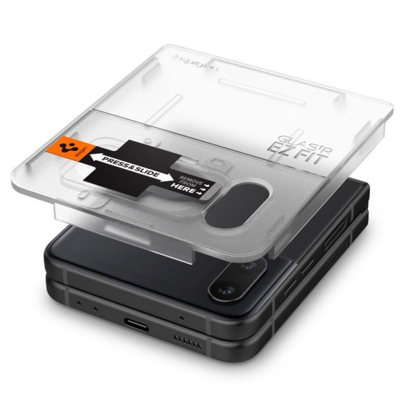 HÄRDAT GLAS Spigen GLASS FC" EZ FIT" + GJÄRNFILM 2-PACK GALAXY MED FLIP 4 SVART