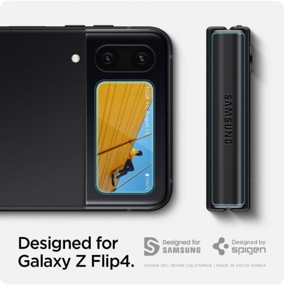 HÄRDAT GLAS Spigen GLASS FC" EZ FIT" + GJÄRNFILM 2-PACK GALAXY MED FLIP 4 SVART