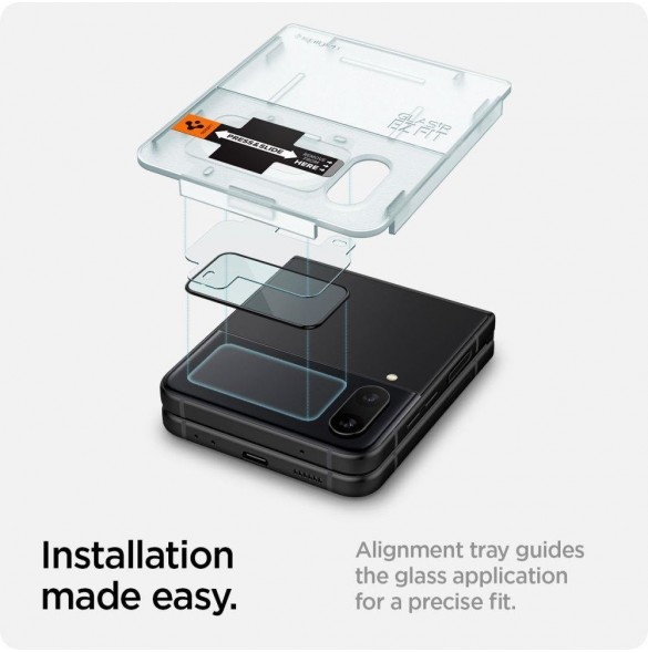 HÄRDAT GLAS Spigen GLASS FC" EZ FIT" + GJÄRNFILM 2-PACK GALAXY MED FLIP 4 SVART