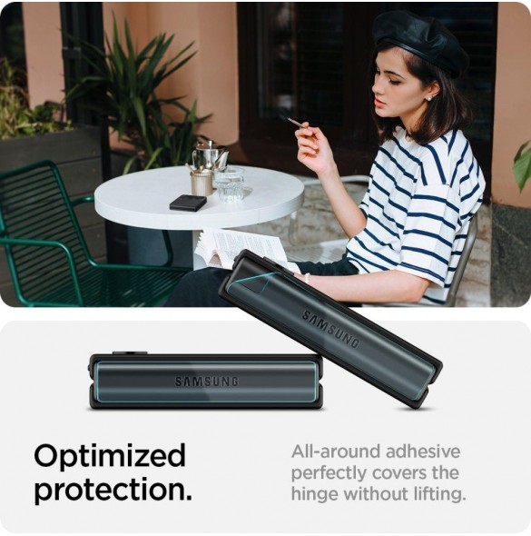 HÄRDAT GLAS Spigen GLASS FC" EZ FIT" + GJÄRNFILM 2-PACK GALAXY MED FLIP 4 SVART