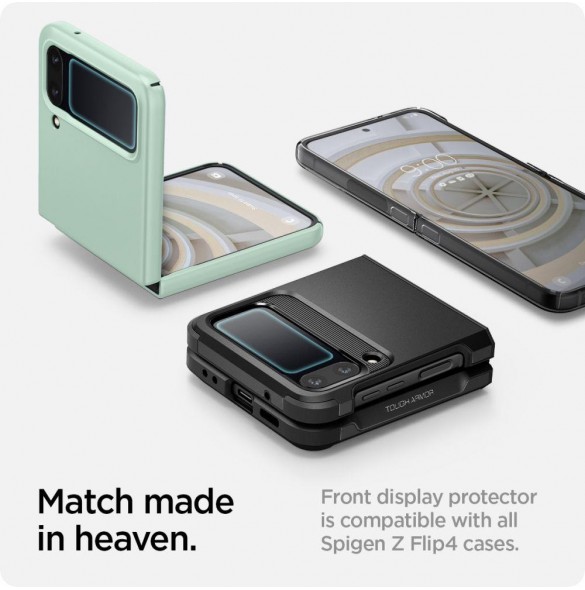 HÄRDAT GLAS Spigen GLASS FC" EZ FIT" + GJÄRNFILM 2-PACK GALAXY MED FLIP 4 SVART