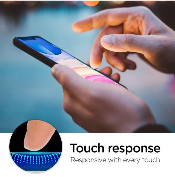 TEMPERAD Spigen ALM GLASS FC IPHONE 11 SVART