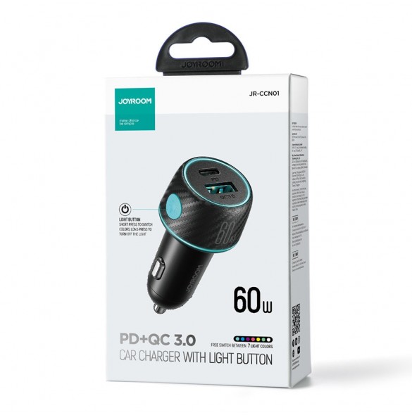 Billaddare 60W USB-C USB-A Joyroom JR-CCN01 - svart
