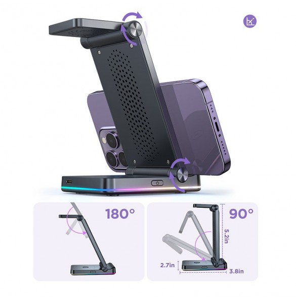 Joyroom 3in1 induktionsladdare för Apple-enheter - iPhone, Apple Watch, Airpods (upp till 15W) stativ svart (JR-WQN01)