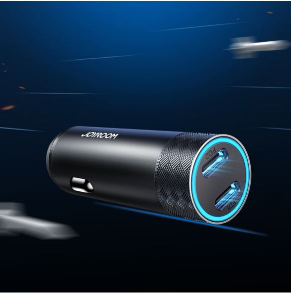 Joyroom billaddare 2 x USB-C 50W med PD, QC, PPS grå (JR-CL13)