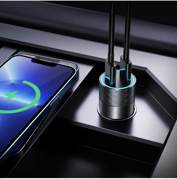 Joyroom billaddare 2 x USB-C 50W med PD, QC, PPS grå (JR-CL13)