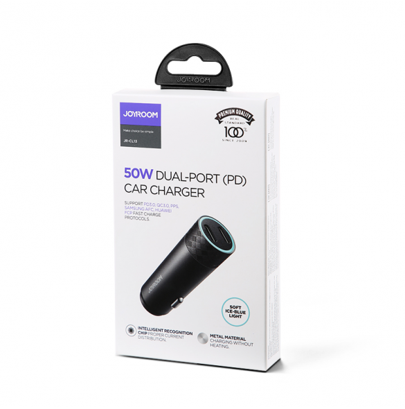 Joyroom billaddare 2 x USB-C 50W med PD, QC, PPS grå (JR-CL13)