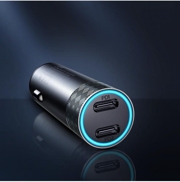 Joyroom billaddare 2 x USB-C 50W med PD, QC, PPS grå (JR-CL13)