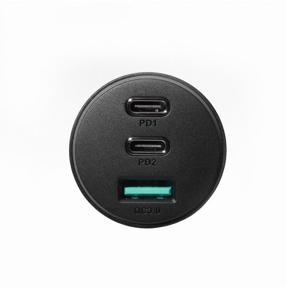 Joyroom billaddare 70W med 3 portar: USB, 2 x USB C svart (JR-CL26)