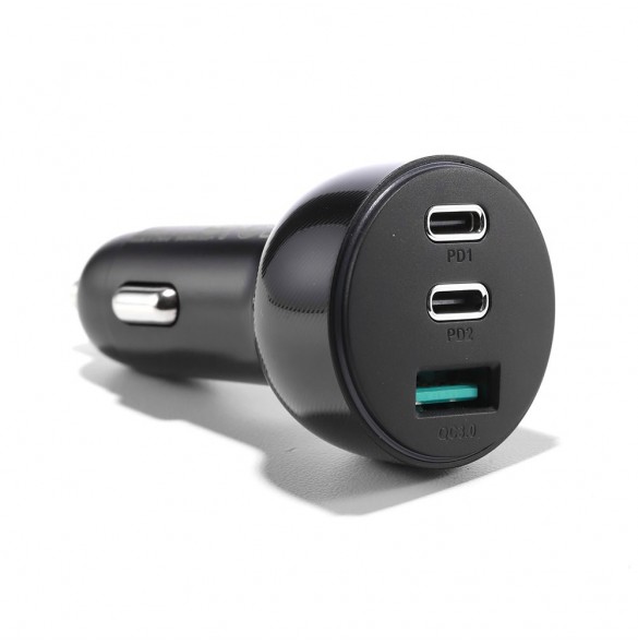 Joyroom billaddare 70W med 3 portar: USB, 2 x USB C svart (JR-CL26)