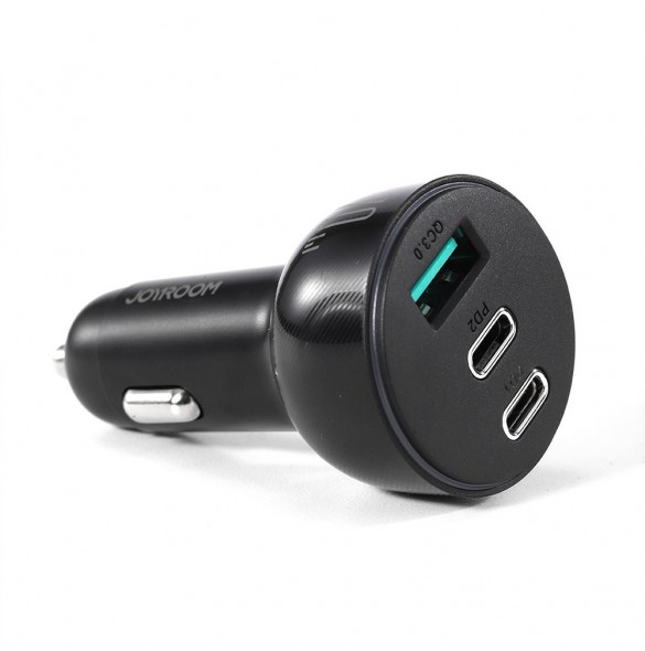 Joyroom billaddare 70W med 3 portar: USB, 2 x USB C svart (JR-CL26)