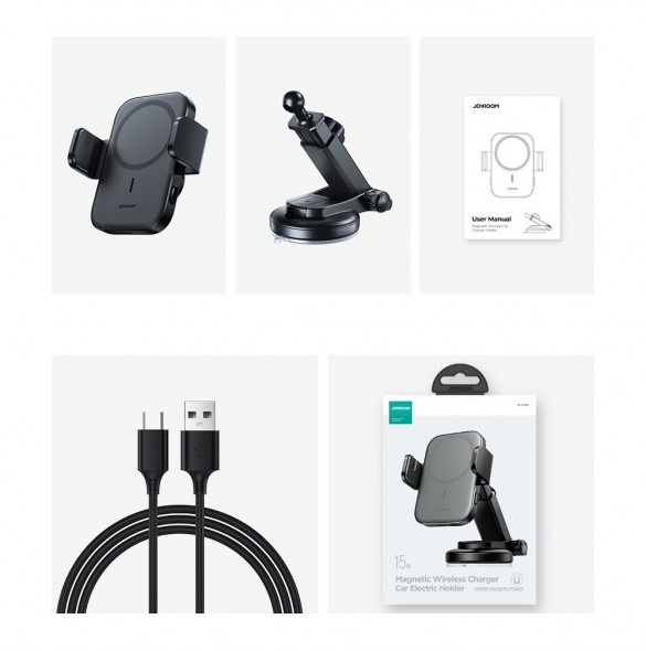Joyroom Car Magnetic Holder 15W Qi Induction Trådlös laddare (MagSafe-kompatibel för iPhone) för Dashboard (JR-ZS295)