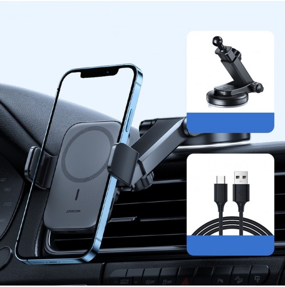 Joyroom Car Magnetic Holder 15W Qi Induction Trådlös laddare (MagSafe-kompatibel för iPhone) för Dashboard (JR-ZS295)