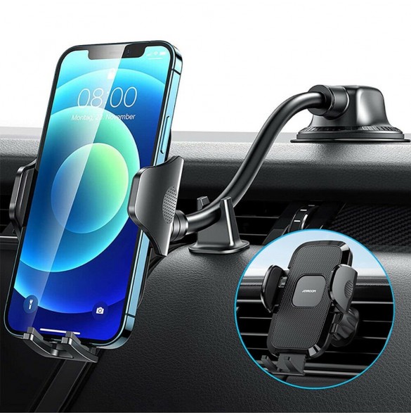Joyroom biltelefonhållare med flexibel arm för instrumentbräda vindruta svart (JR-ZS259)