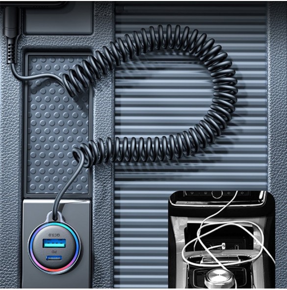 Joyroom snabb billaddare 3 i 1 med USB Type C-kabel 1,5m 55W svart (JR-CL07)