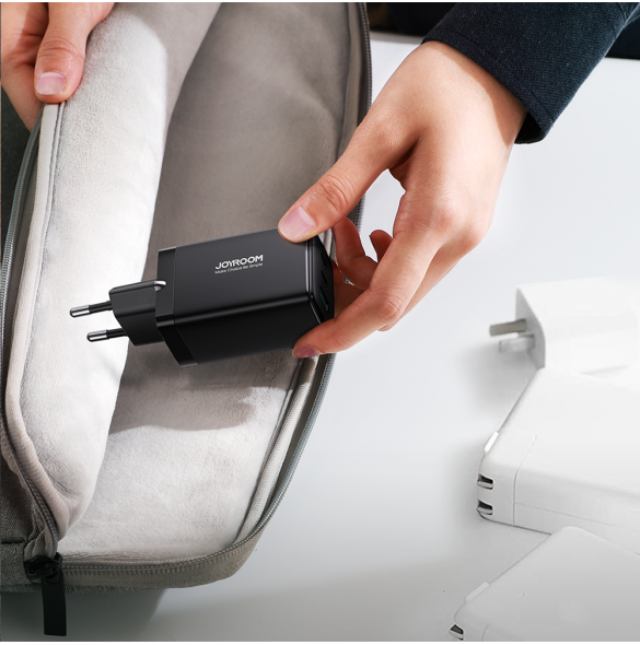 Joyroom snabbladdare GaN 65W USB, 2x USB C svart + USB C-kabel - USB C 100W 1,2m (TCG01)
