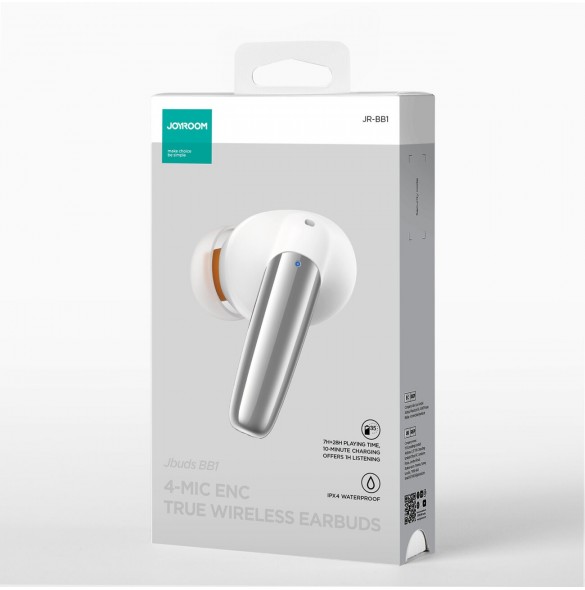 Joyroom Jbuds Series JR-BB1 TWS trådlösa in-ear hörlurar - vit