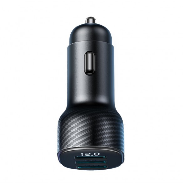 Joyroom JR-CCD03 3.4A billaddare med 3x USB-A display - svart