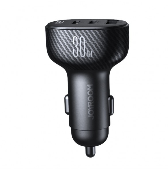 Joyroom JR-CCD04 30W 2x USB-C USB-A billaddare med display - svart
