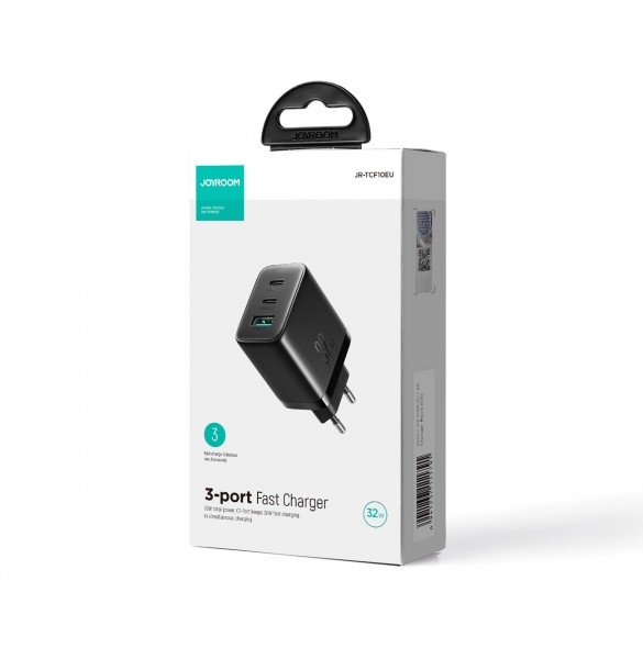 Joyroom JR-TCF10 snabbladdare 2x USB-C USB-A 32W - svart