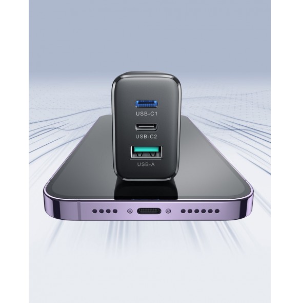 Joyroom JR-TCF10 snabbladdare 2x USB-C USB-A 32W - svart