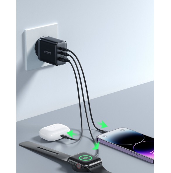 Joyroom JR-TCF10 snabbladdare 2x USB-C USB-A 32W - svart